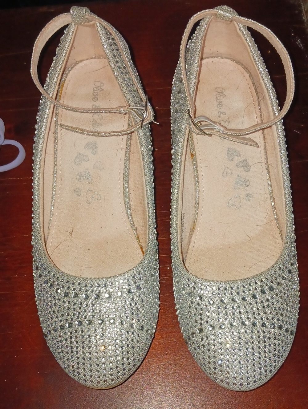 Crystal Embellished Women's Ballet Flats with Ankle Strap